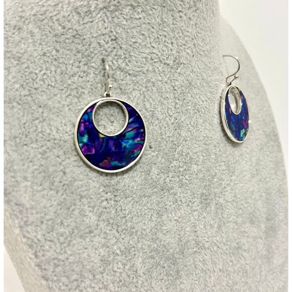 Vintage Purple Iridescent Dangle Earrings - Picture 6 of 10